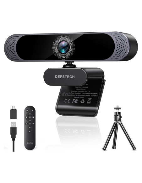 Cámara Web DEPSTECH DW49 Pro 4K, Zoom 3X, Micrófonos Duales