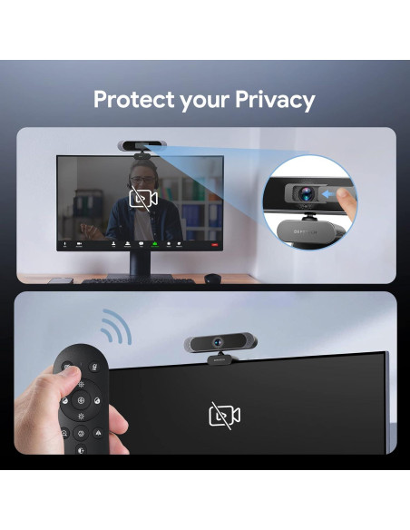 Cámara Web DEPSTECH DW49 Pro 4K, Zoom 3X, Micrófonos Duales