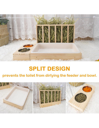 Comedero de Heno 3 en 1 BESNEW para Conejos y Cobayas