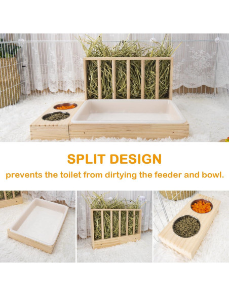 Comedero de Heno 3 en 1 BESNEW para Conejos y Cobayas