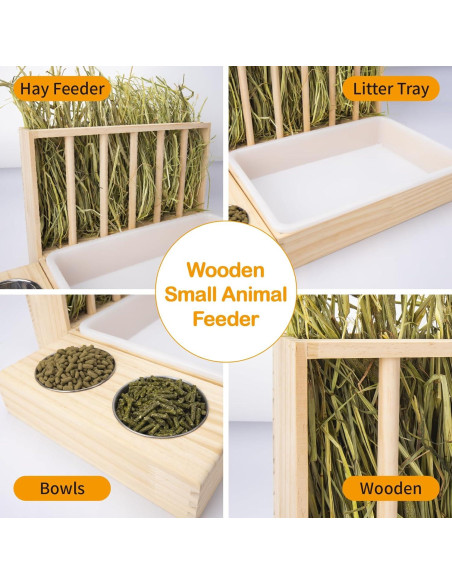 Comedero de Heno 3 en 1 BESNEW para Conejos y Cobayas