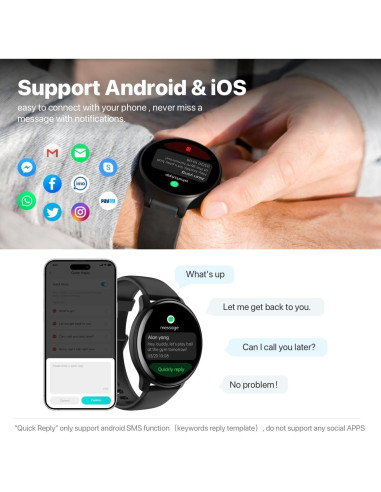 Reloj Inteligente DIVElink TGW008 HD IP68 Fitness Negro