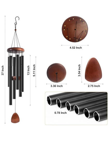 Campana de Viento Bursvik Clásica 94 cm Negra Ajustable