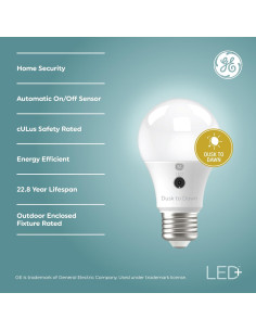 Bombillas LED GE+ A19 Crepúsculo a Amanecer 2 Pzas 2