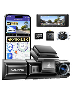 Cámara Dash AZDOME M550 Max 4K Triple 3 Canales GPS WiFi