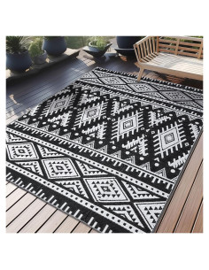 OLANLY Alfombra Exterior 1,52 x 2,44 m Reversible Boho