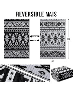 OLANLY Alfombra Exterior 1,52 x 2,44 m Reversible Boho 2
