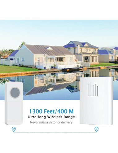 Timbre Inalámbrico SURNICE IP44 396m 63 Melodías Batería