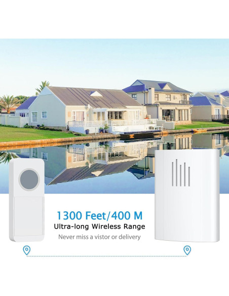 Timbre Inalámbrico SURNICE IP44 396m 63 Melodías Batería