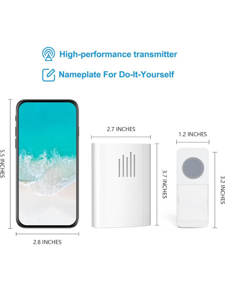 Timbre Inalámbrico SURNICE IP44 396m 63 Melodías Batería