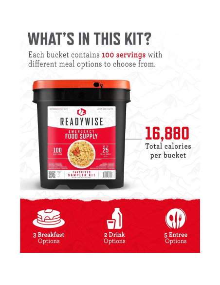 Kit de Comida de Emergencia ReadyWise 100 Porciones 25 Años