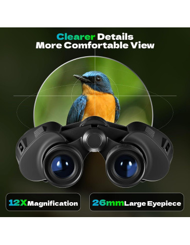 Binoculares 12x40 HD TWJ para caza y observación