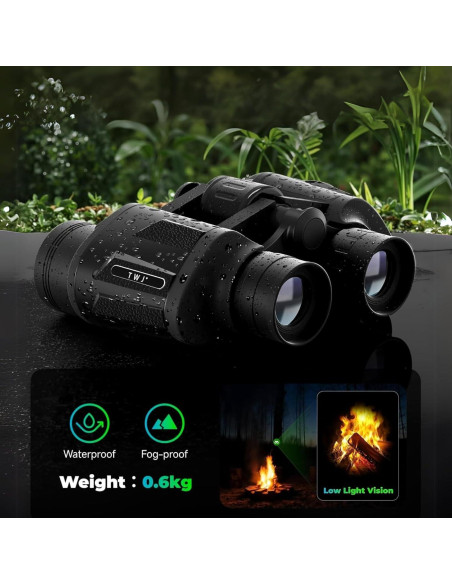 Binoculares 12x40 HD TWJ para caza y observación