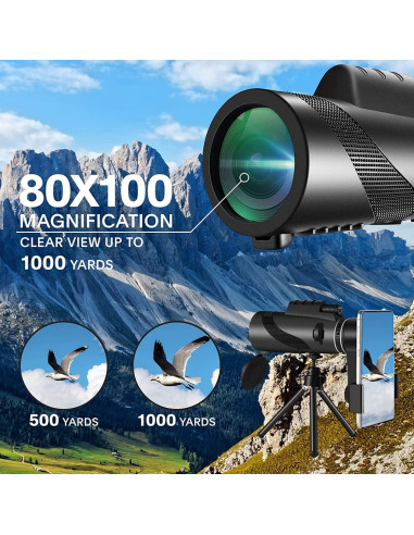 Monocular 80x100 PhysioPhyx para Smartphone y Trípode