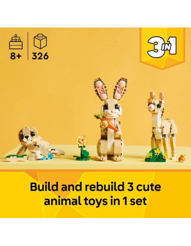 LEGO Creator Conejo Lindo 3 en 1 - Juguete para Niños 8+