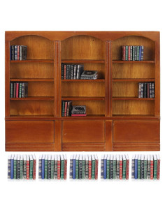 Estante de libros miniatura Chivertion 1:12 con 48 libros
