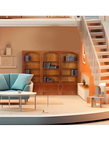Estante de libros miniatura Chivertion 1:12 con 48 libros