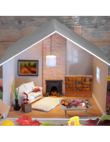 Estante de libros miniatura Chivertion 1:12 con 48 libros