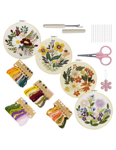 Kit de Bordado Bonroy 4 Sets para Principiantes con Aros