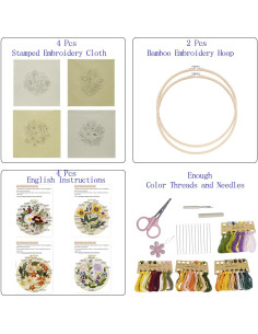 Kit de Bordado Bonroy 4 Sets para Principiantes con Aros 2