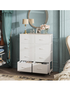 Cajonera de Tela WLIVE 8 Cajones 80.5x29.7x98 cm Blanco 2