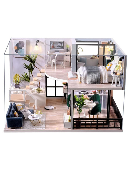 Casa de Muñecas DIY CUTEBEE Tiempo Acogedor con Muebles