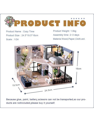 Casa de Muñecas DIY CUTEBEE Tiempo Acogedor con Muebles