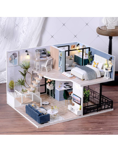 Casa de Muñecas DIY CUTEBEE Tiempo Acogedor con Muebles