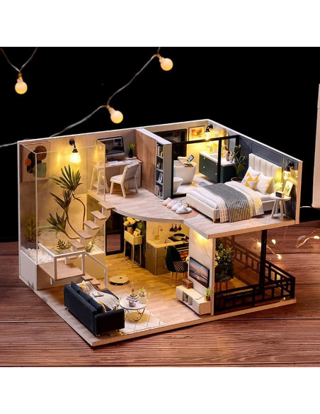 Casa de Muñecas DIY CUTEBEE Tiempo Acogedor con Muebles