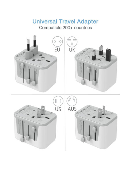 Adaptador de Viaje Universal TESSAN 5.6A 3 USB C 2 USB A Adaptador de Viaje Universal TESSAN 5.6A 3 USB C 2 USB A