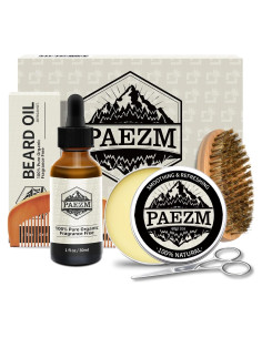 Kit de Cuidado de Barba Paezm 5 Piezas Aceite y Balsamo