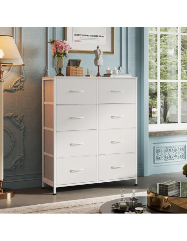 Cajonera de Tela WLIVE 8 Cajones 80.5x29.7x98 cm Blanco