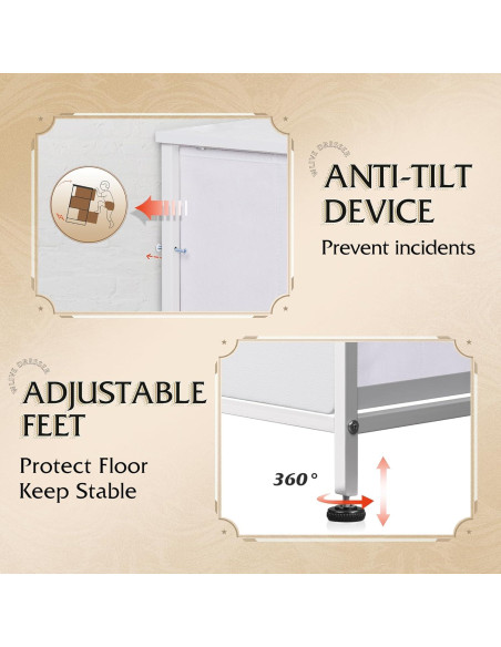 Cajonera de Tela WLIVE 8 Cajones 80.5x29.7x98 cm Blanco