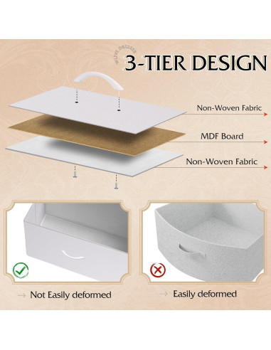 Cajonera de Tela WLIVE 8 Cajones 80.5x29.7x98 cm Blanco