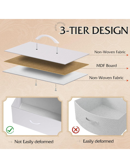 Cajonera de Tela WLIVE 8 Cajones 80.5x29.7x98 cm Blanco