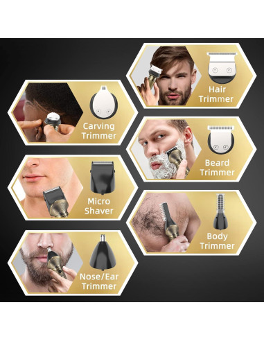 Recortadora de Barba REHOYO T-Blade 6 en 1 Inalámbrica