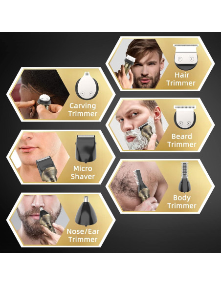 Recortadora de Barba REHOYO T-Blade 6 en 1 Inalámbrica