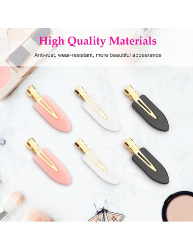 Clips para el Cabello D 6 Pcs Sin Doblado Mango Dorado