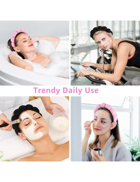 Diademas de Spa Ztomine Set 2 Toalla Negro y Rosa