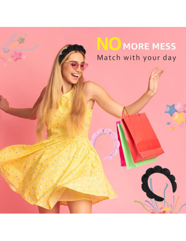 Diademas de Spa Ztomine Set 2 Toalla Negro y Rosa