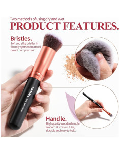 Juego de Brochas de Maquillaje BS-MALL 14 Pcs Rosa Dorado 2