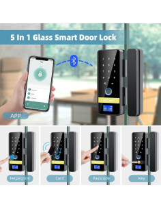 Cerradura de Vidrio Inteligente MSR605 8 en 1 con Huella 2