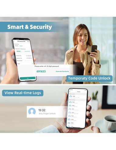 Cerradura de Vidrio Inteligente MSR605 8 en 1 con Huella