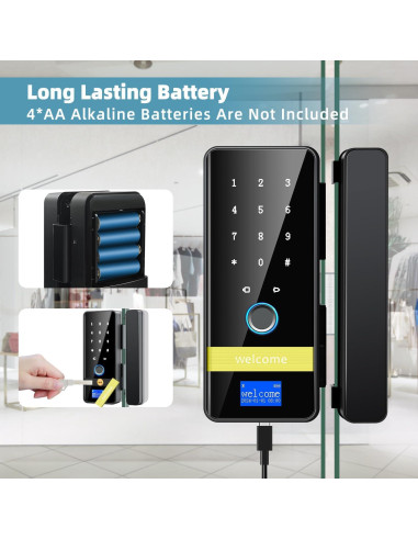 Cerradura de Vidrio Inteligente MSR605 8 en 1 con Huella