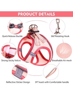 Arnés y Correa para Gatos Betmaypet Rosa M Transpirable 2