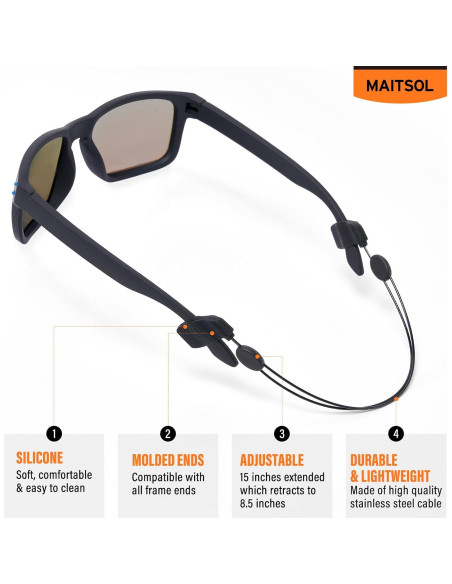 Correa Ajustable para Gafas Maitsol 3 Pcs Negra 38 cm