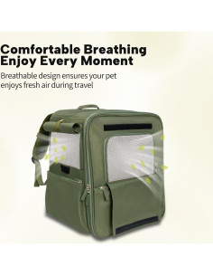 Mochila Transportadora Expandible para Mascotas - Verde 2