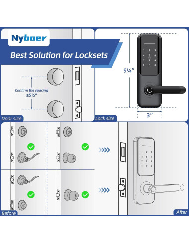 Cerradura Inteligente Nyboer NY-H3B-PLUS con Huella y Teclado