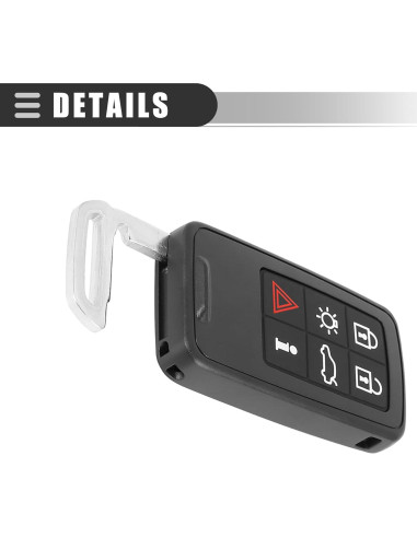 Funda de Control Remoto Motoforti para Volvo S80 2007-2016, 6 Botones, Plástico Negro