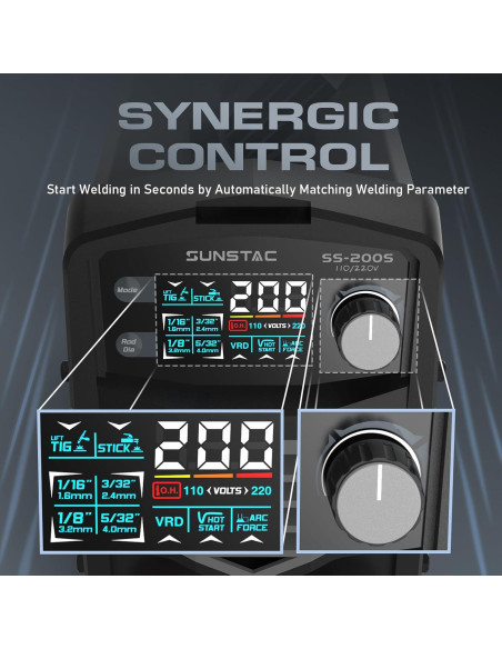 Soldador 200A Sunstac SS-200S 2 en 1 MMA Lift TIG